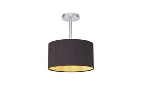 DK0083  Baymont 30cm Semi Flush 1 Light Polished Chrome, Midnight Black/Green Olive
